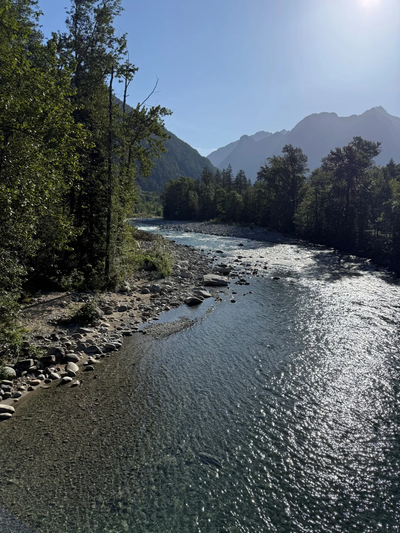 The river valley below the ranch at golden hour